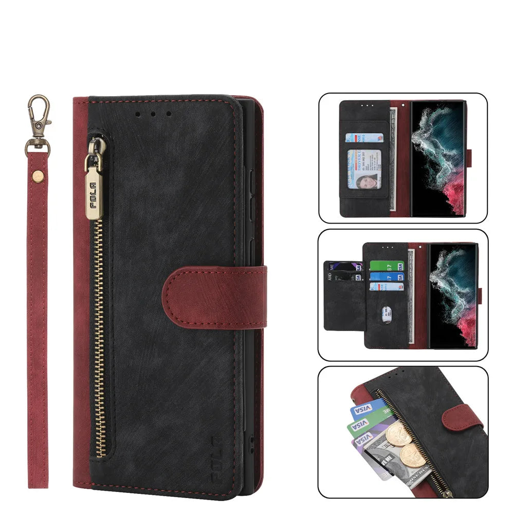 Flip Leather Zipper Galaxy S Case - DealJustDeal