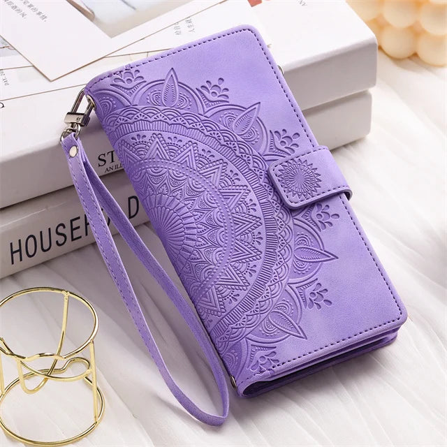 Card Wallet Embossing Leather Flip Galaxy Note and S Case - DealJustDeal