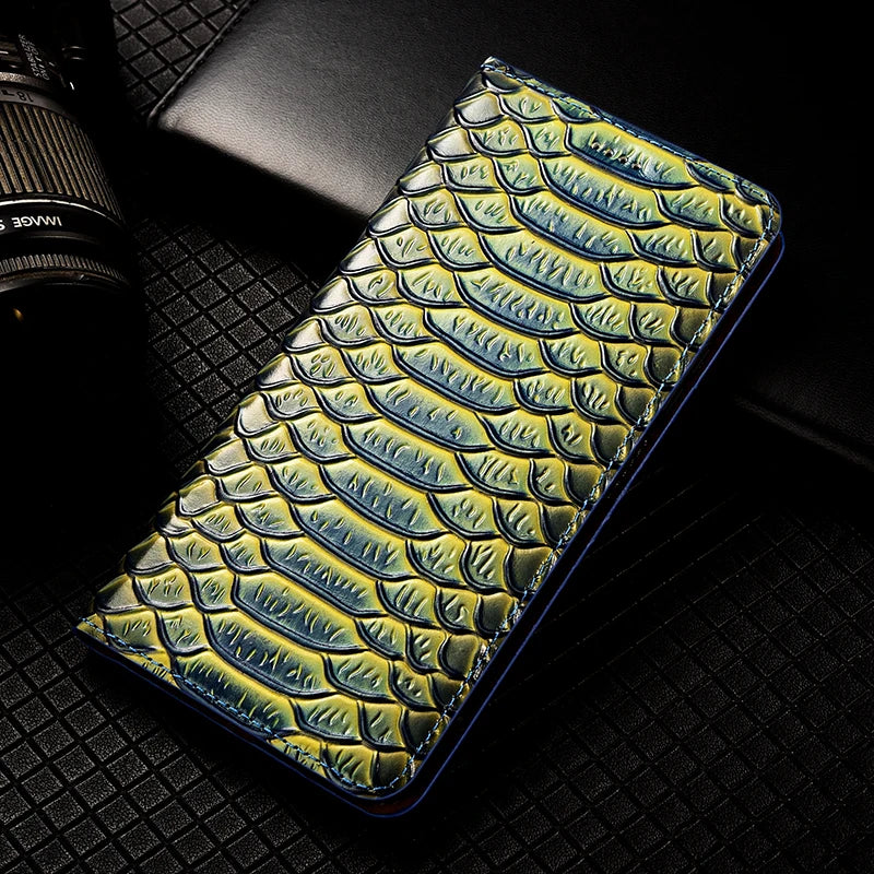 Snake Texture Genuine Leather iPhone Case - DealJustDeal