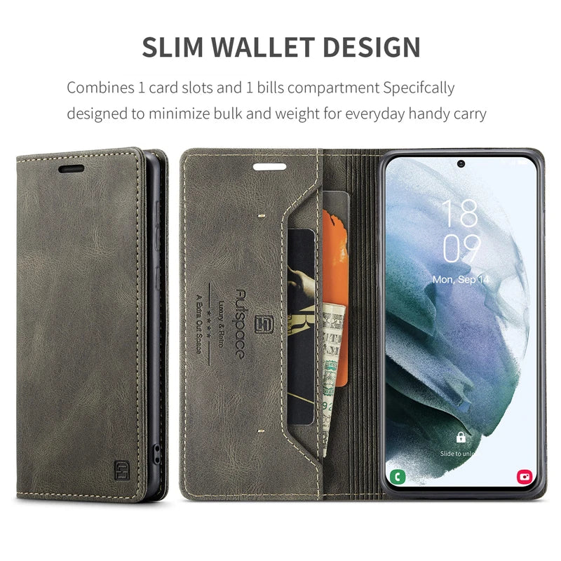 Flip Magnetic Card Pocket Leather Galaxy A, M and Note Case - DealJustDeal