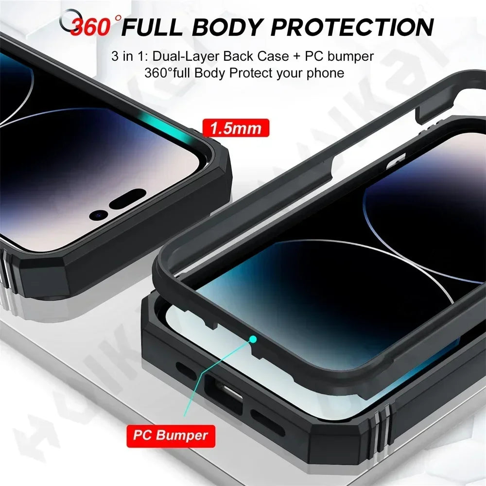 Camera Slide Military Grade Armor Protection 360 Degree Rotate Armor iPhone Case - DealJustDeal