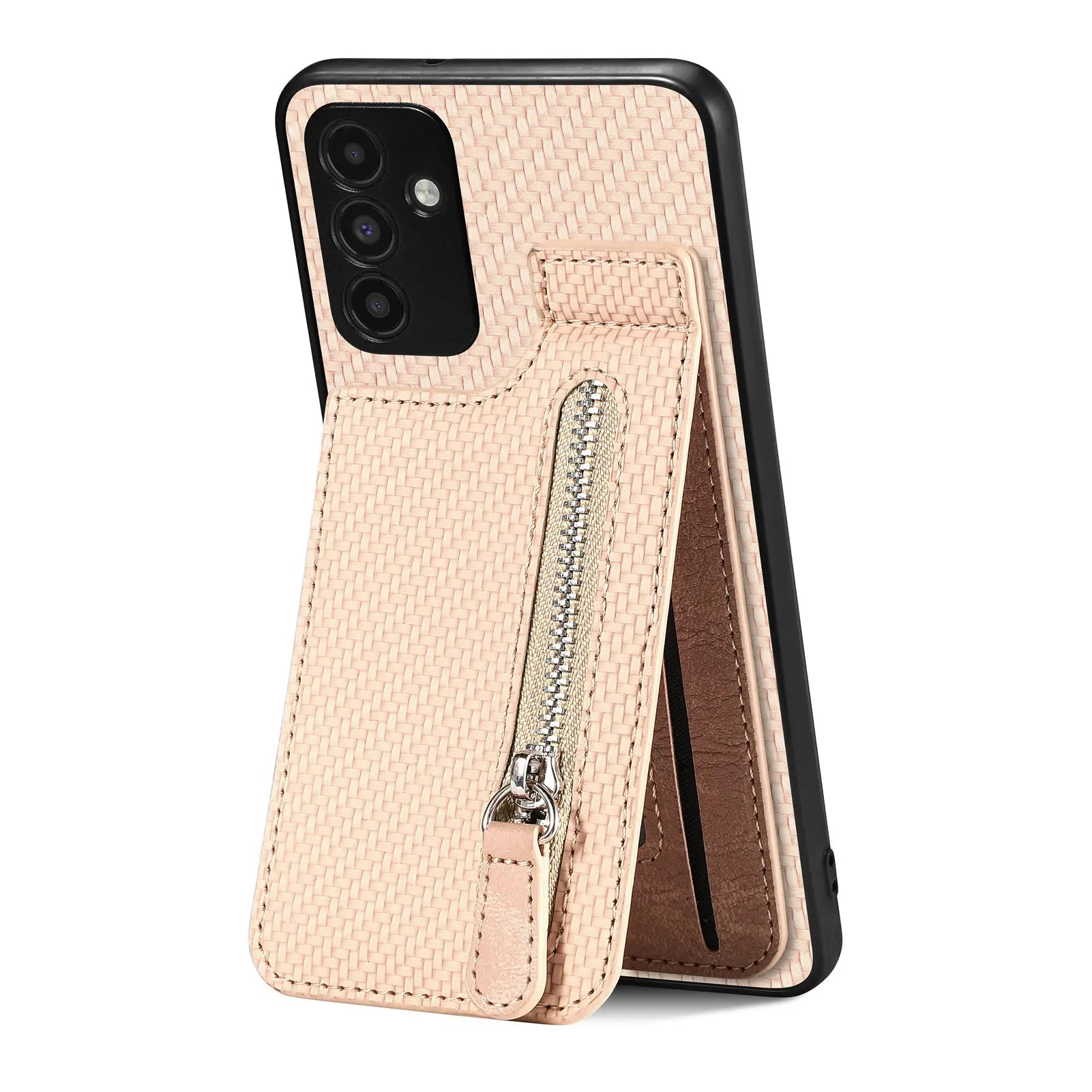 Magnetic Zipper Carbon Fiber Leather Galaxy A Case - DealJustDeal