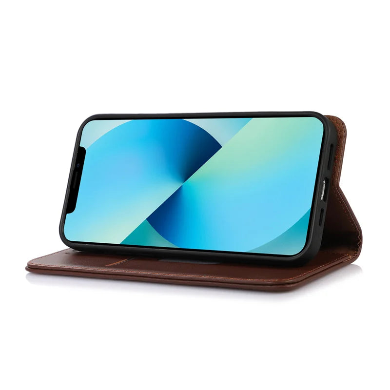 Flip Wallet Stand Genuine Leather Galaxy S Case - DealJustDeal