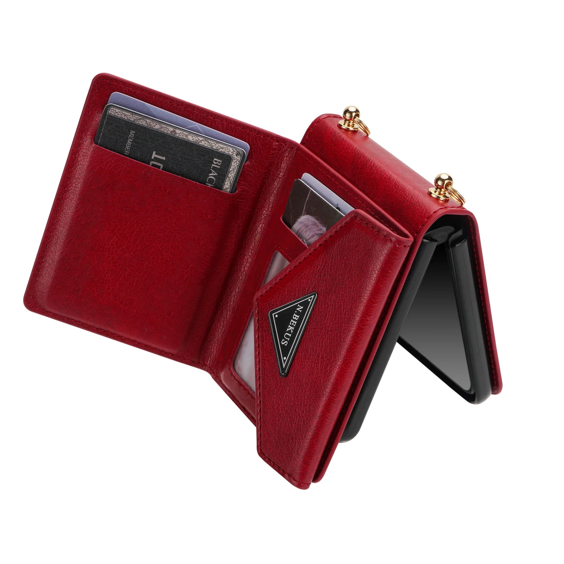 Purse Card Slot Holder Lanyard Strap Leather Wallet Galaxy Z Flip Case - DealJustDeal