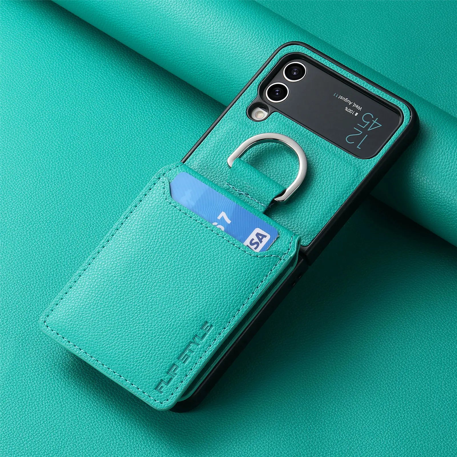 Lychee Pattern Leather Galaxy Z Flip Case - DealJustDeal