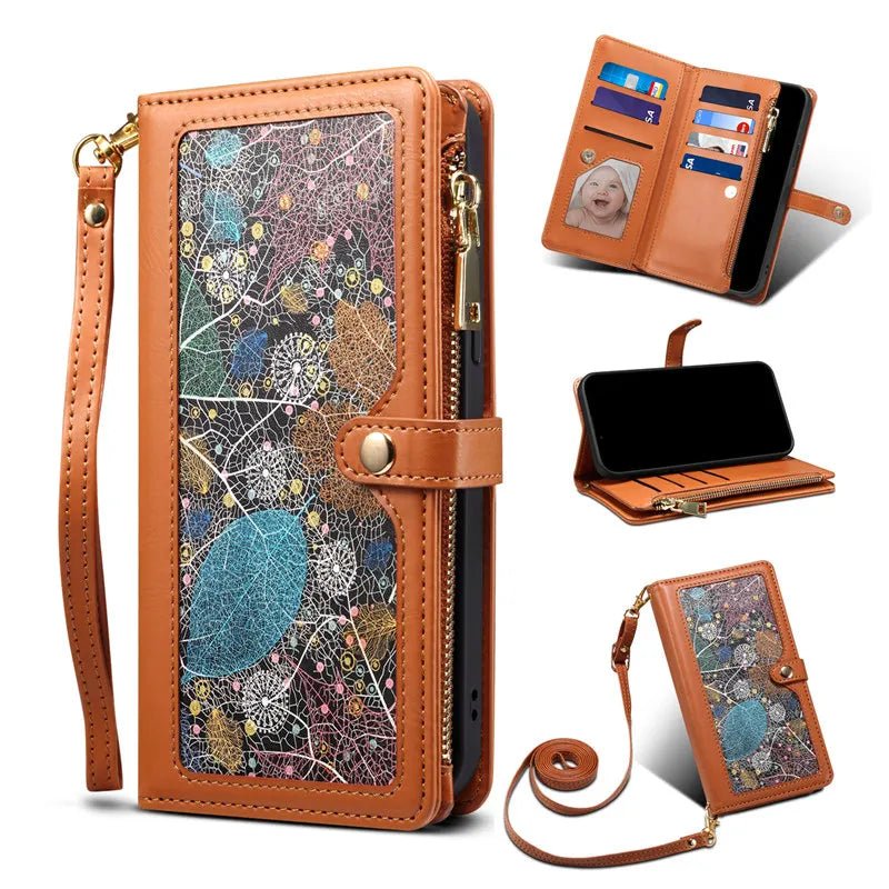 RFID NFC Credit Lanyard Wallet  Leather Galaxy A and S Case - DealJustDeal