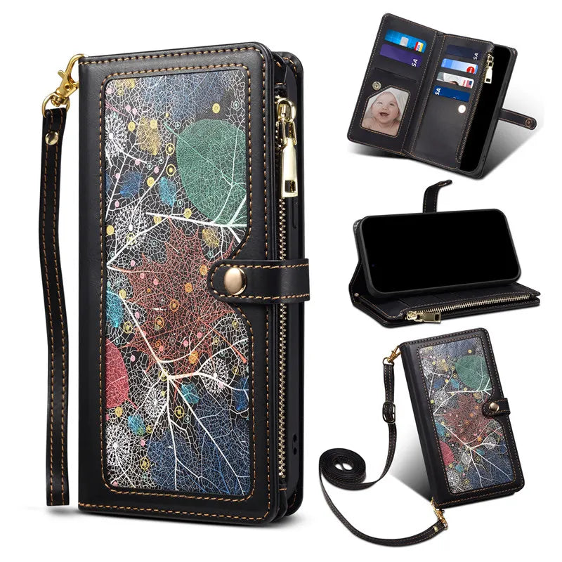 RFID NFC Credit Lanyard Wallet  Leather Galaxy A and S Case - DealJustDeal