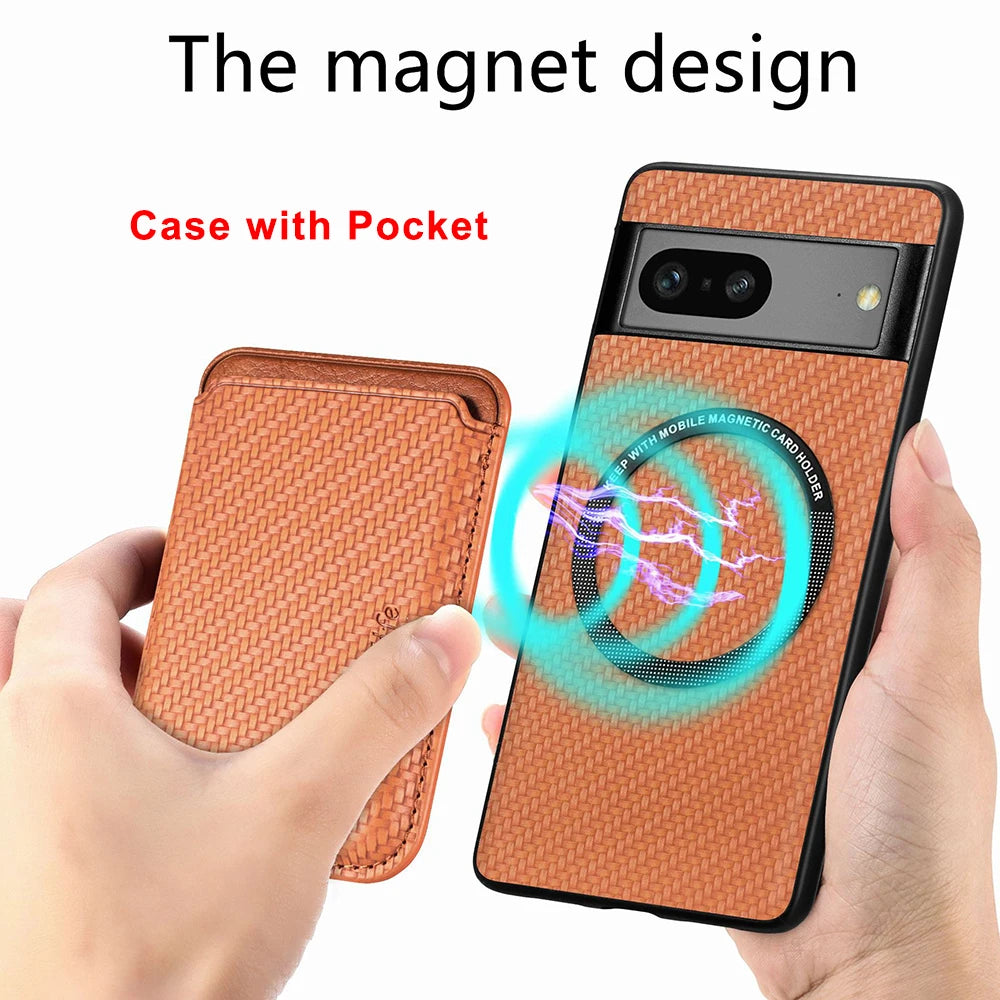 Carbon Fiber Texture Leather Magnetic Google Case - DealJustDeal