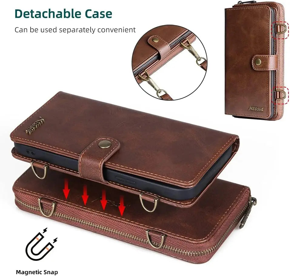 Zipper Purse Crossbody Detachable Wallet iPhone Case - DealJustDeal