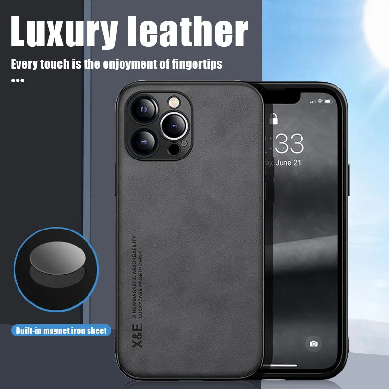 Sheepskin Matte Slim Magnetic Leather iPhone Case - DealJustDeal