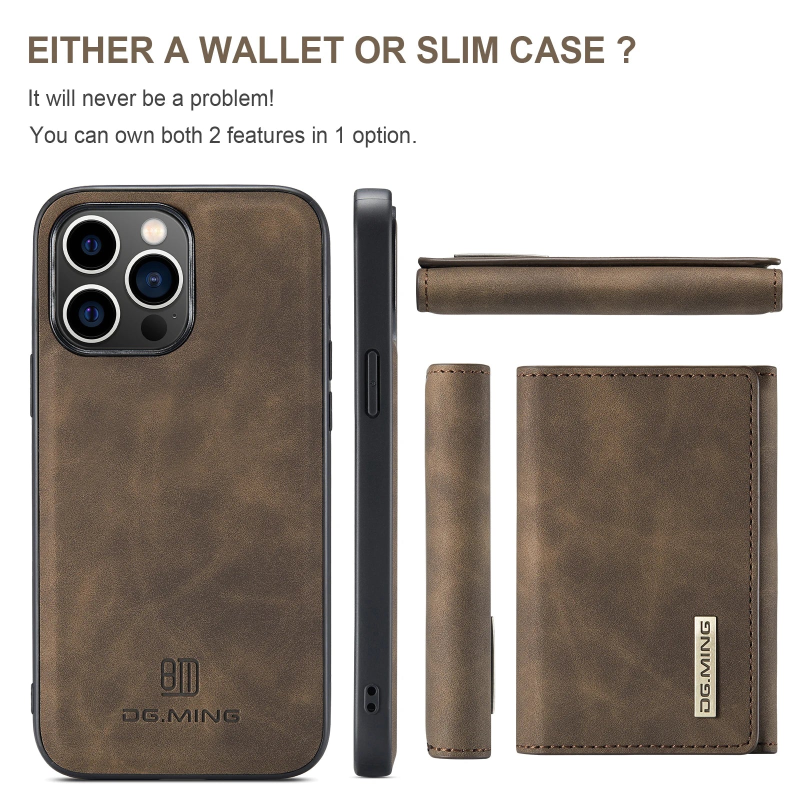 Magnetic Detachable Card Holder Leather iPhone Case - DealJustDeal