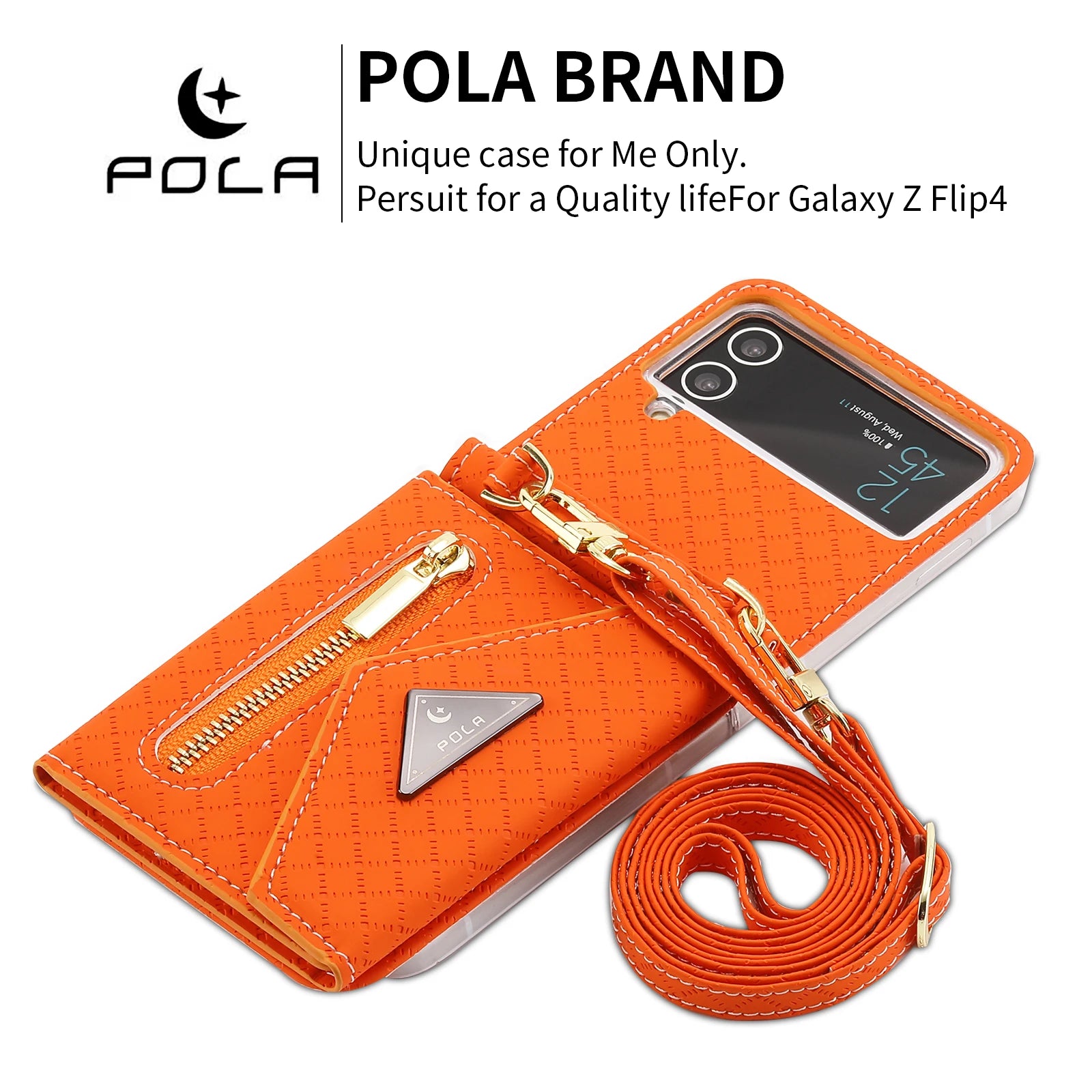 Wrist Strap Magnetic Wallet Zipper Leather Galaxy Z Flip Case - DealJustDeal