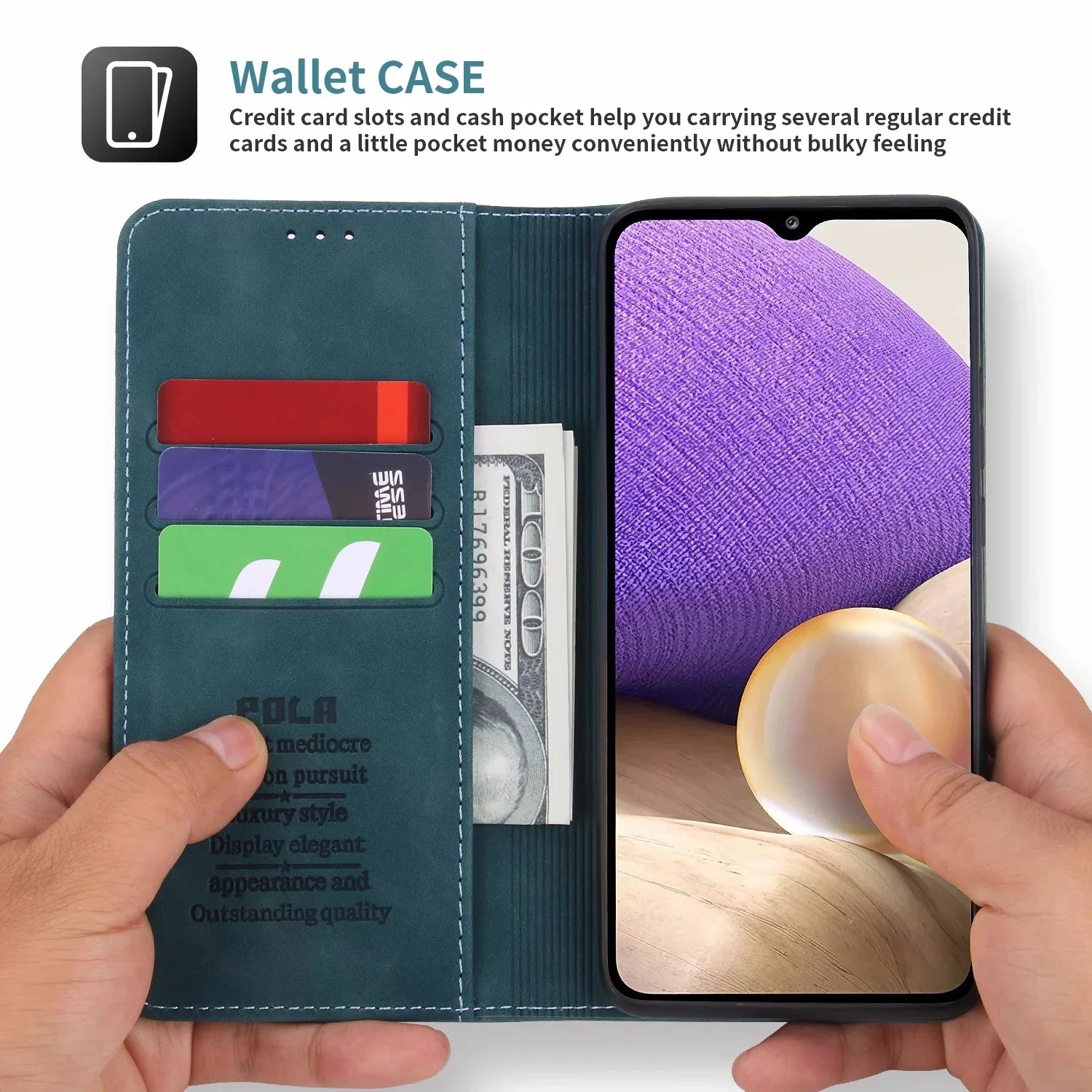 Wallet Magnetic Card Holder Leather Galaxy A Case - DealJustDeal