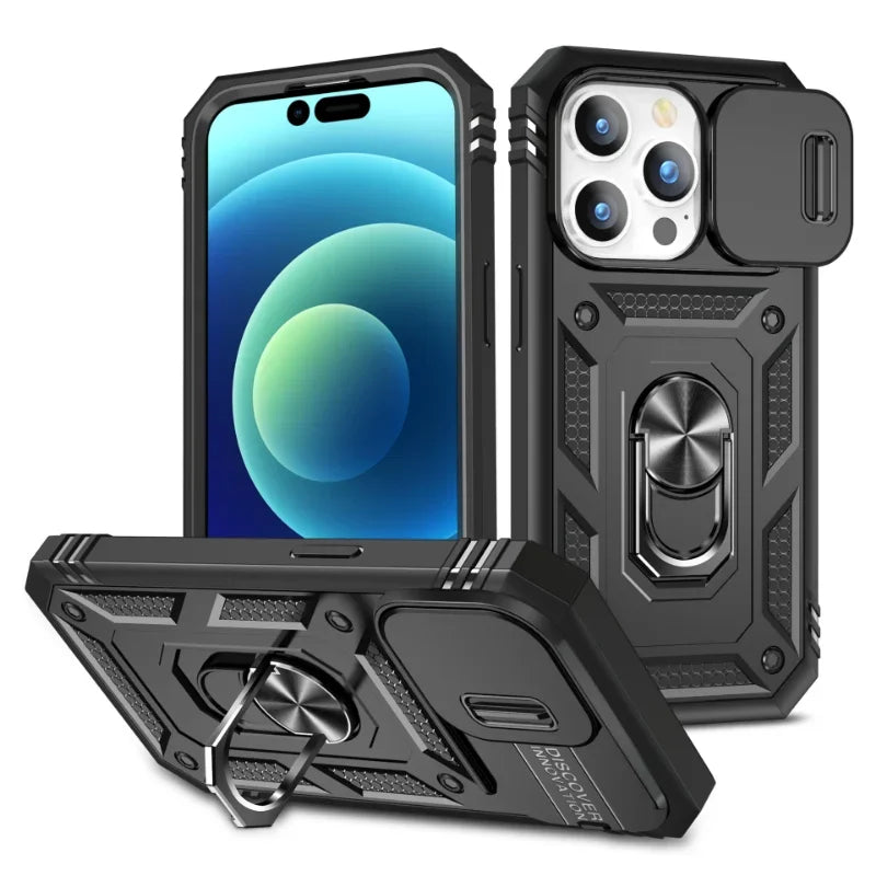 Full Body Rugged Protective Slide Camera Stand iPhone Case - DealJustDeal