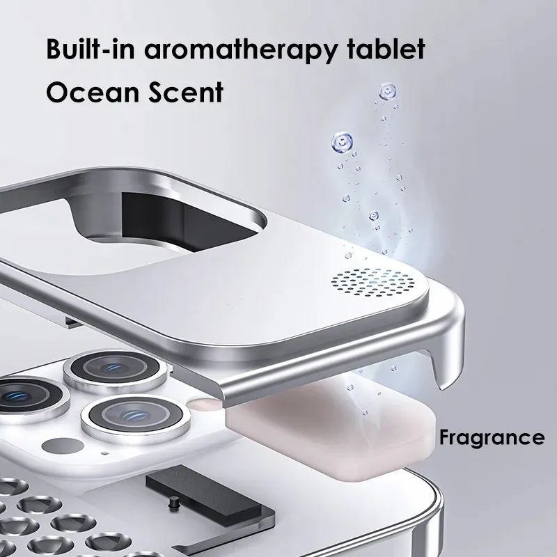 Fragrance Rimless Hollow Aluminum Heat Dissipation Shockproof iPhone Case - DealJustDeal