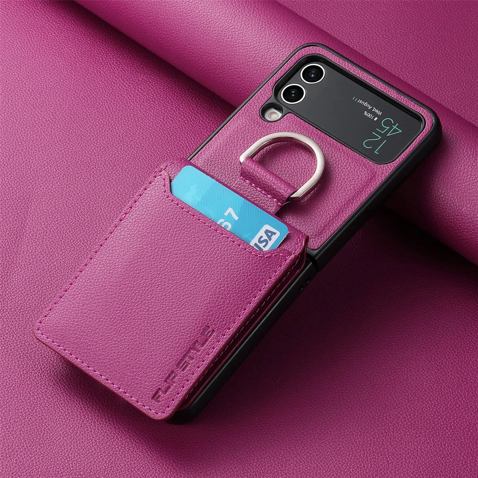 Lychee Pattern Leather Galaxy Z Flip Case - DealJustDeal