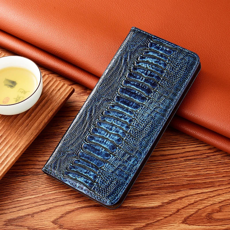 Magnetic Flip Ostrich Veins Genuine Leather Galaxy Case - DealJustDeal