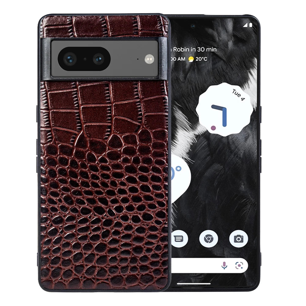 Handmade Cowhide Crocodile Pattern  Genuine Leather Google Case - DealJustDeal