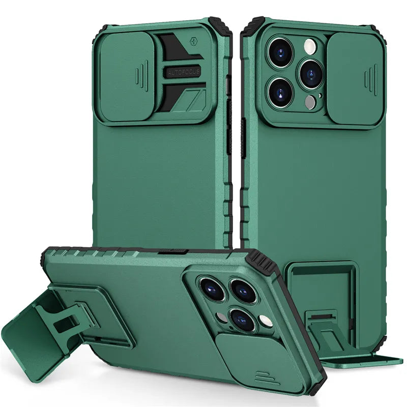 Shockproof Armor Slide Camera Lens Protect iPhone Case - DealJustDeal