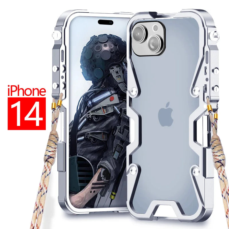 Mechanical Purely Handmade Skull Armor Metal Aluminum iPhone Case - DealJustDeal