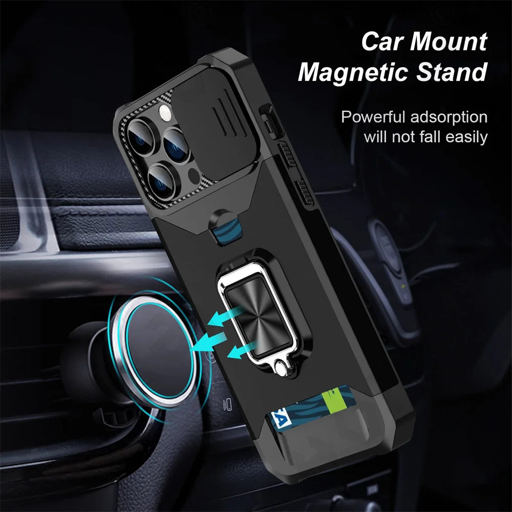 Slide Camera Card Holder Slot Wallet iPhone Case - DealJustDeal