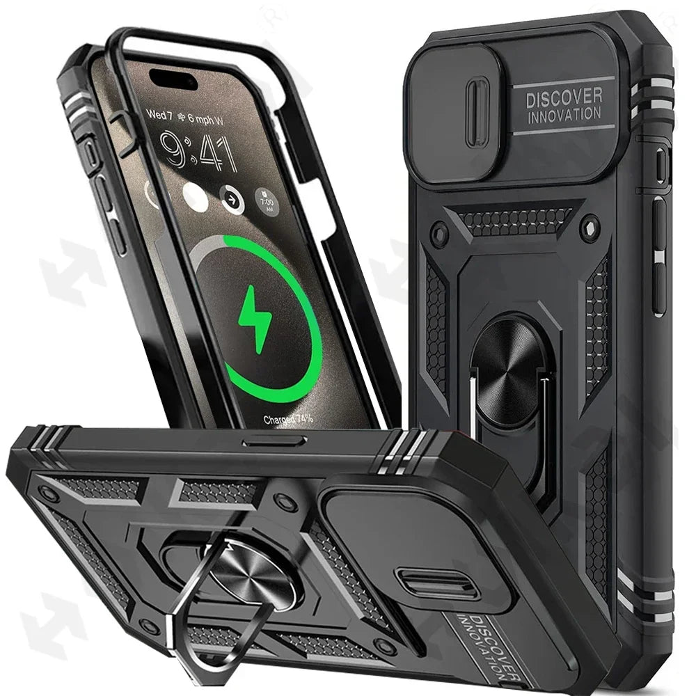 Camera Slide Armor Protection 360 Degree Rotate Armor iPhone Case - DealJustDeal