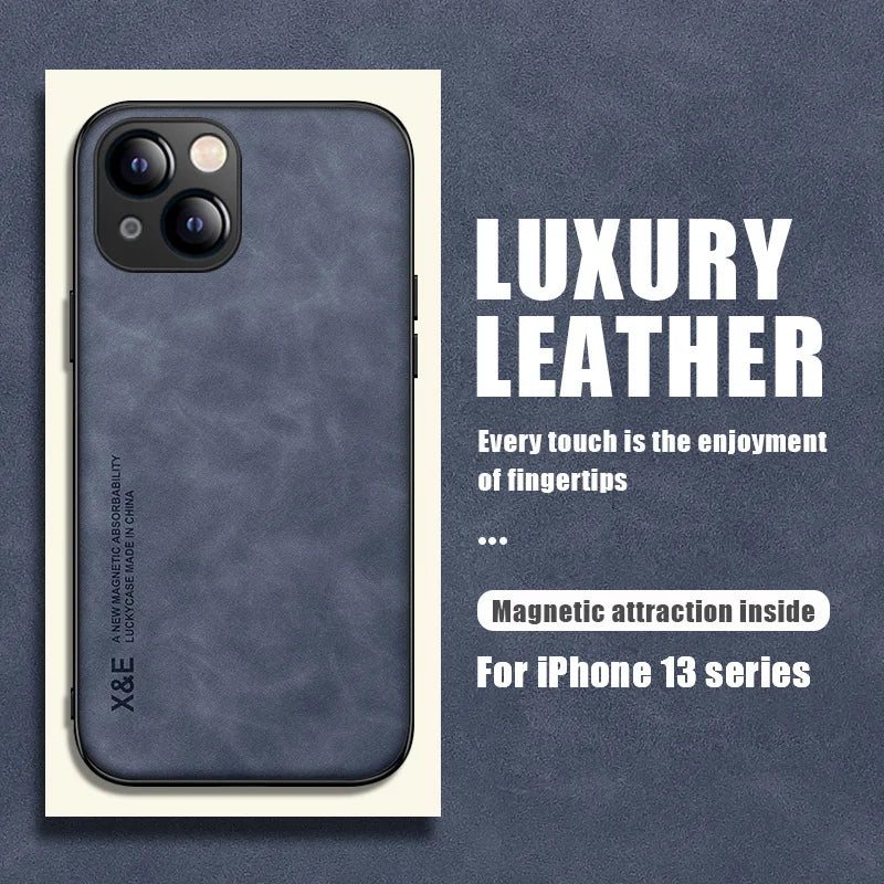 Sheepskin Matte Slim Magnetic Leather iPhone Case - DealJustDeal