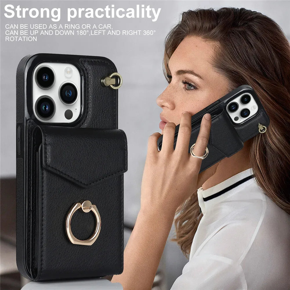 Wallet Card Holder Leather iPhone Case - DealJustDeal