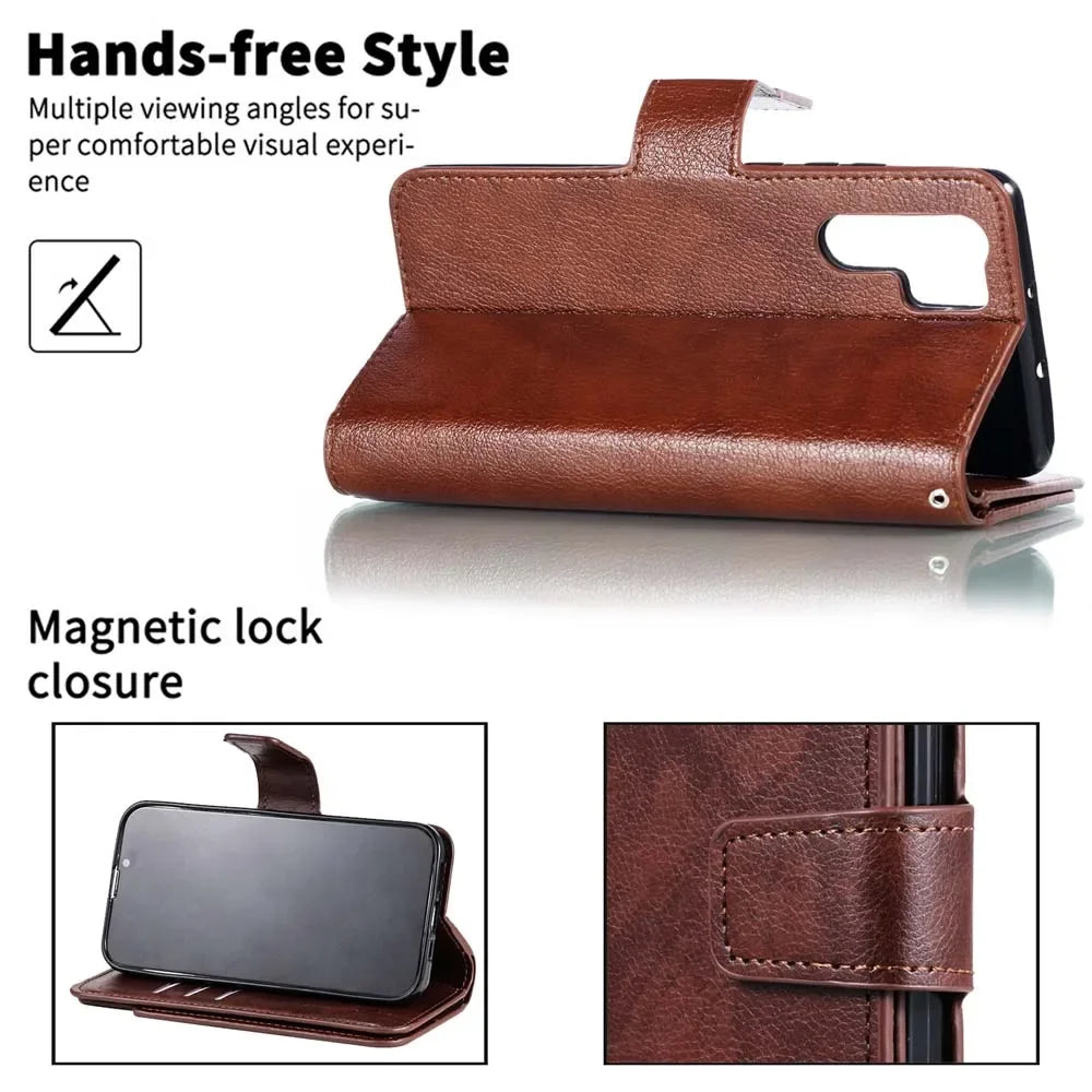 Leather Nine Cards Wallet Galaxy Note and S Case - DealJustDeal