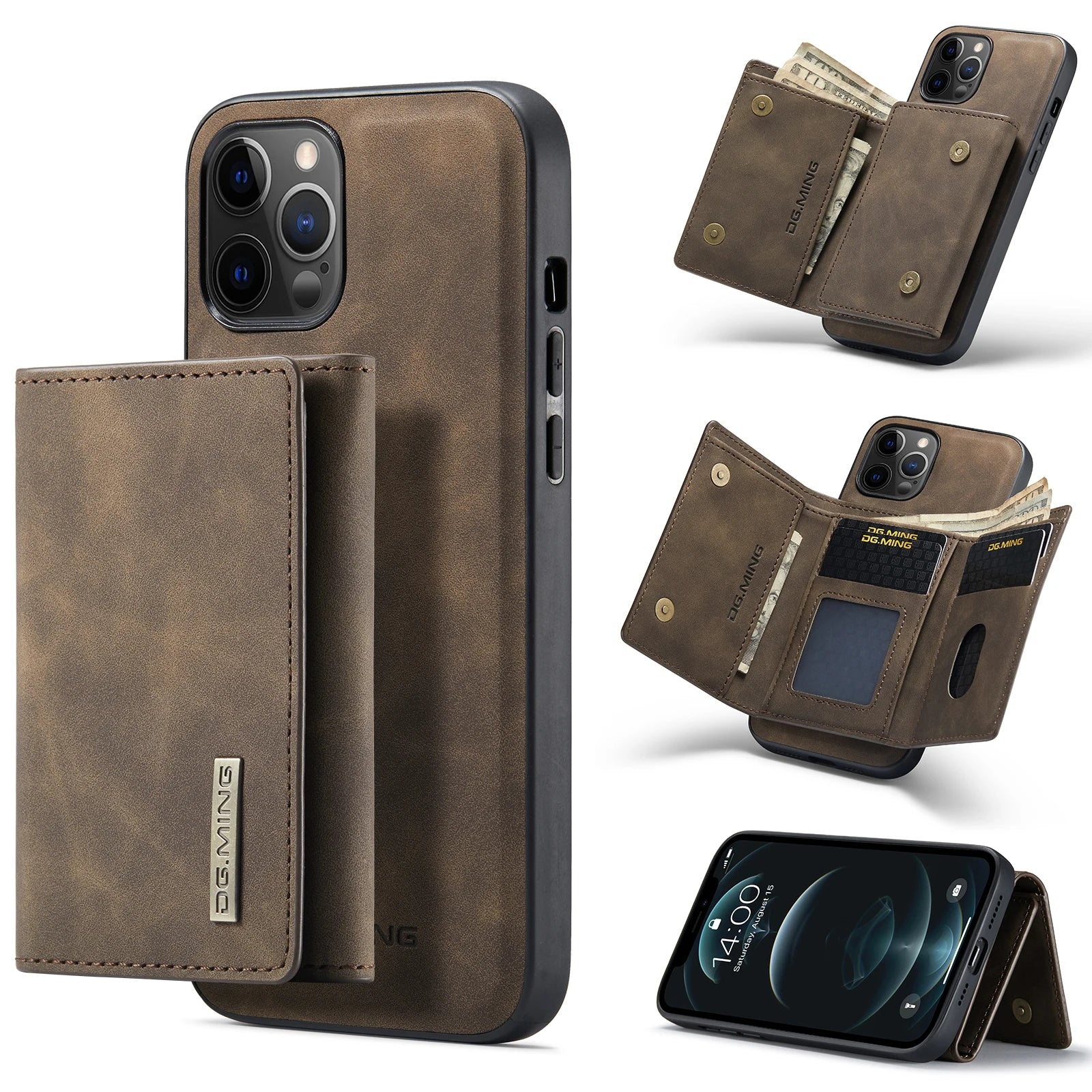 Intelligent Divide Split body Magnetic Leather Wallet iPhone Case - DealJustDeal