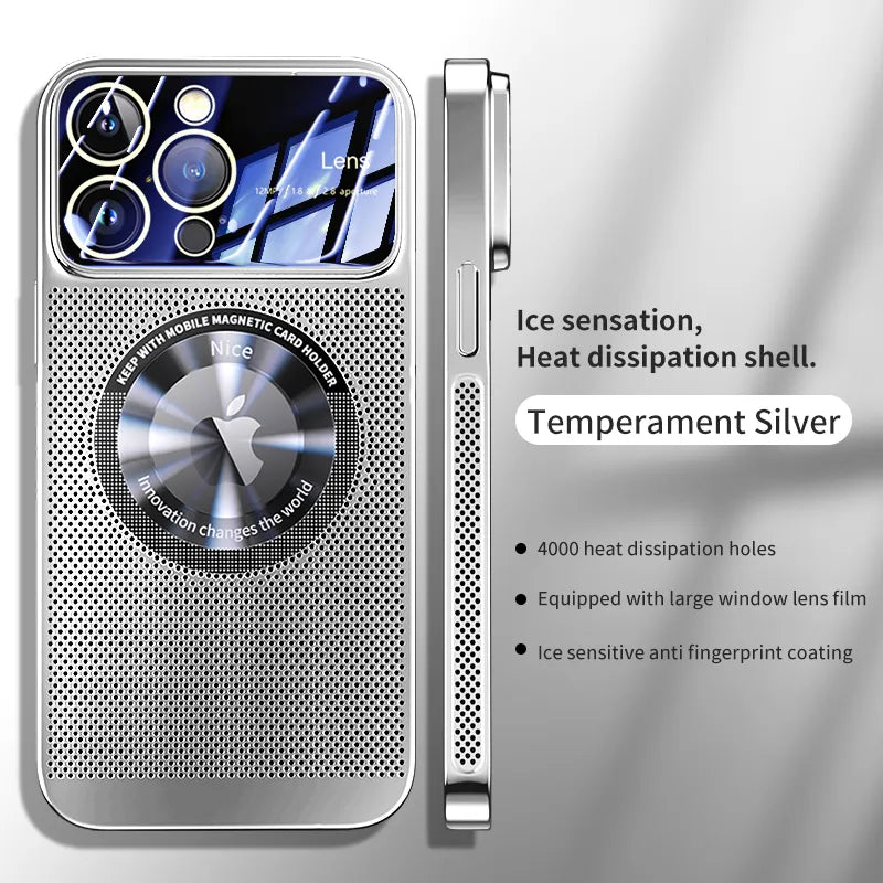 Electroplated Mesh Magsafe Glass Lens Heat Dissipation Magnetic iPhone Case - DealJustDeal