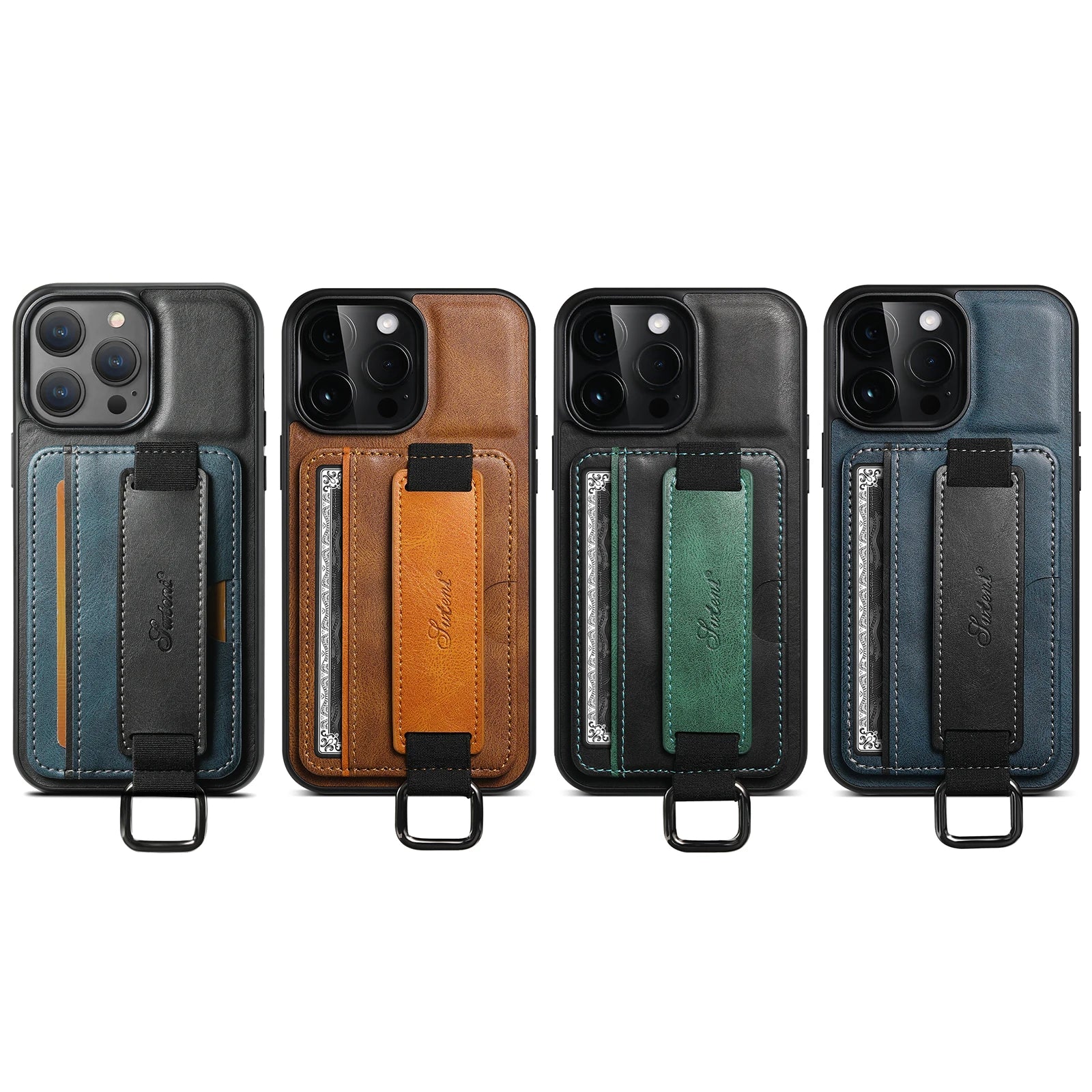 Wrist strap Leather Wallet iPhone Case - DealJustDeal