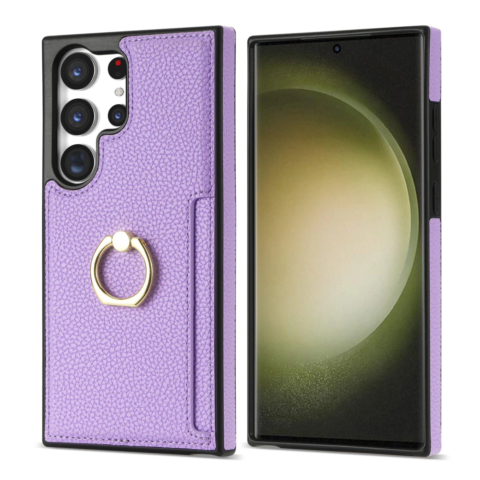 Stand Cards Slot Wallet Ring Holder Leather Galaxy S Case - DealJustDeal