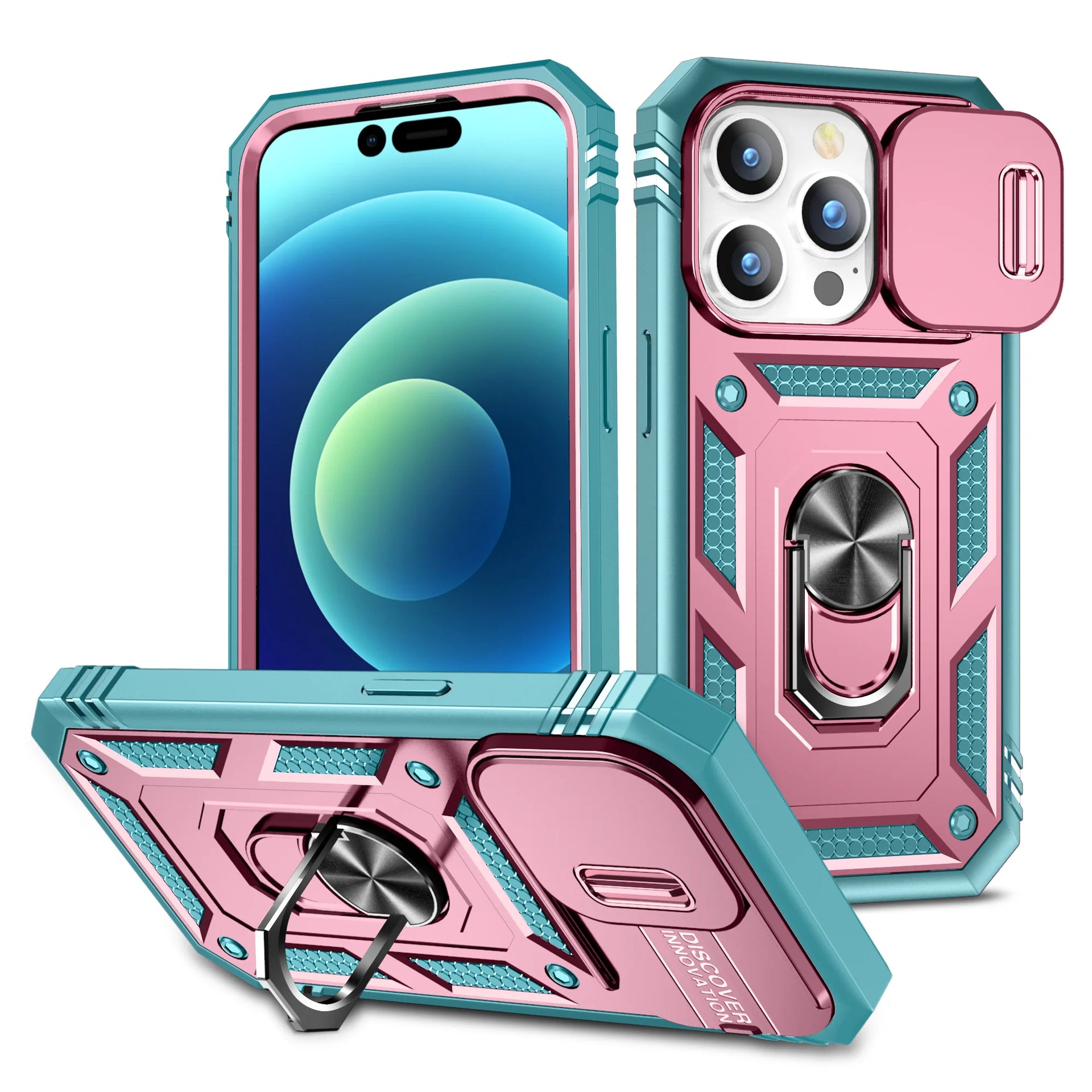 Armor Designed Shockproof Rugged Slide Lens Protector iPhone Case - DealJustDeal