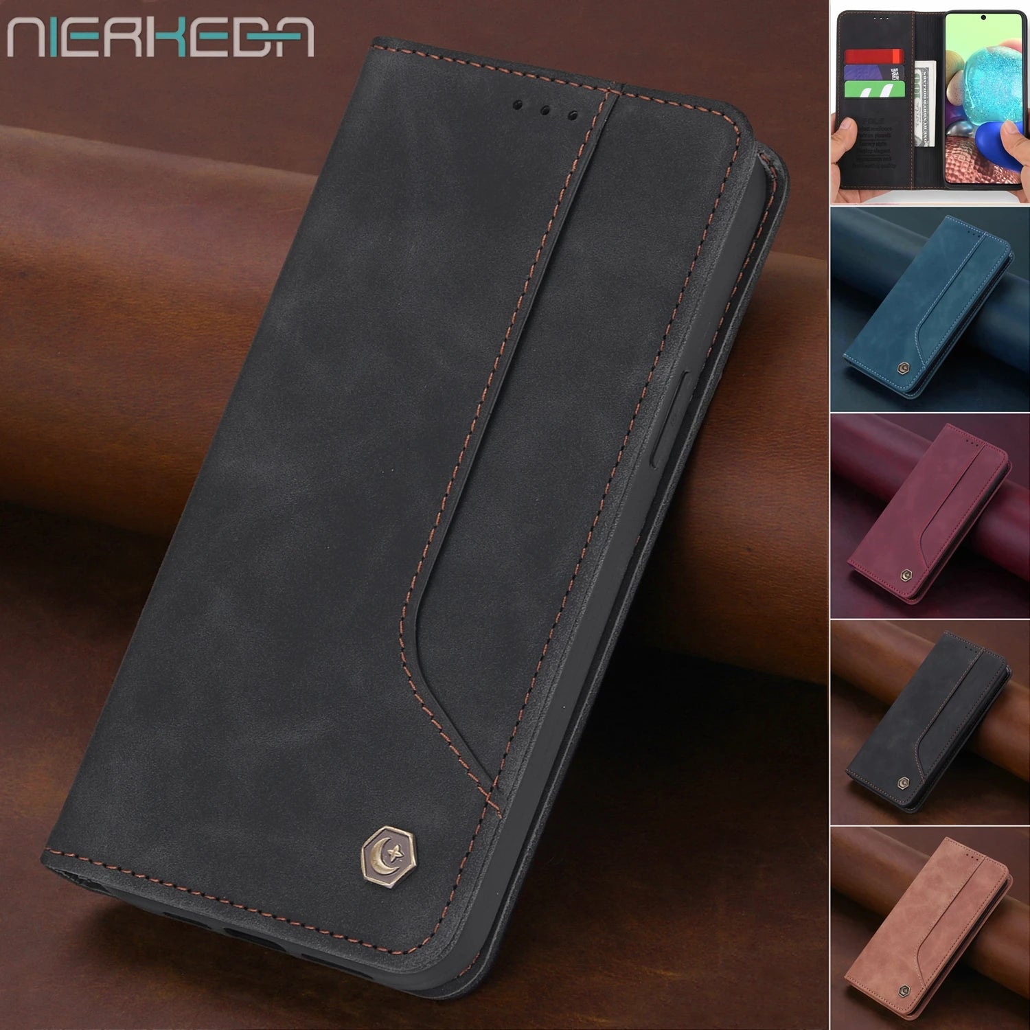 Flip Wallet Leather Galaxy A Case - DealJustDeal