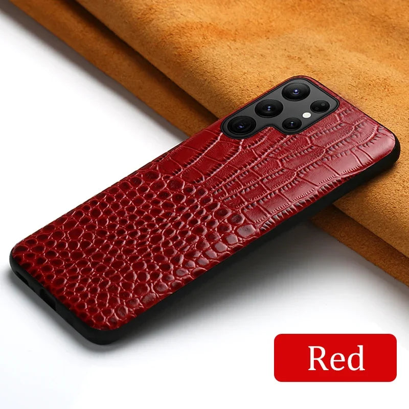 Retro Crocodile Alligator Grain Armor  Genuine Leather Galaxy A and Note Case - DealJustDeal