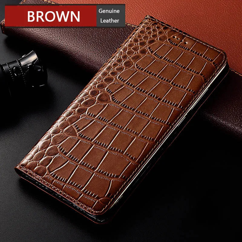 Crocodile Genuine Leather Flip Google Case - DealJustDeal