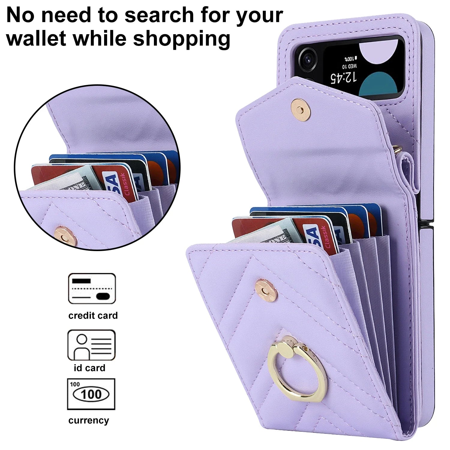 Wallet RFID Card Slot Leather Galaxy Z Flip Case - DealJustDeal