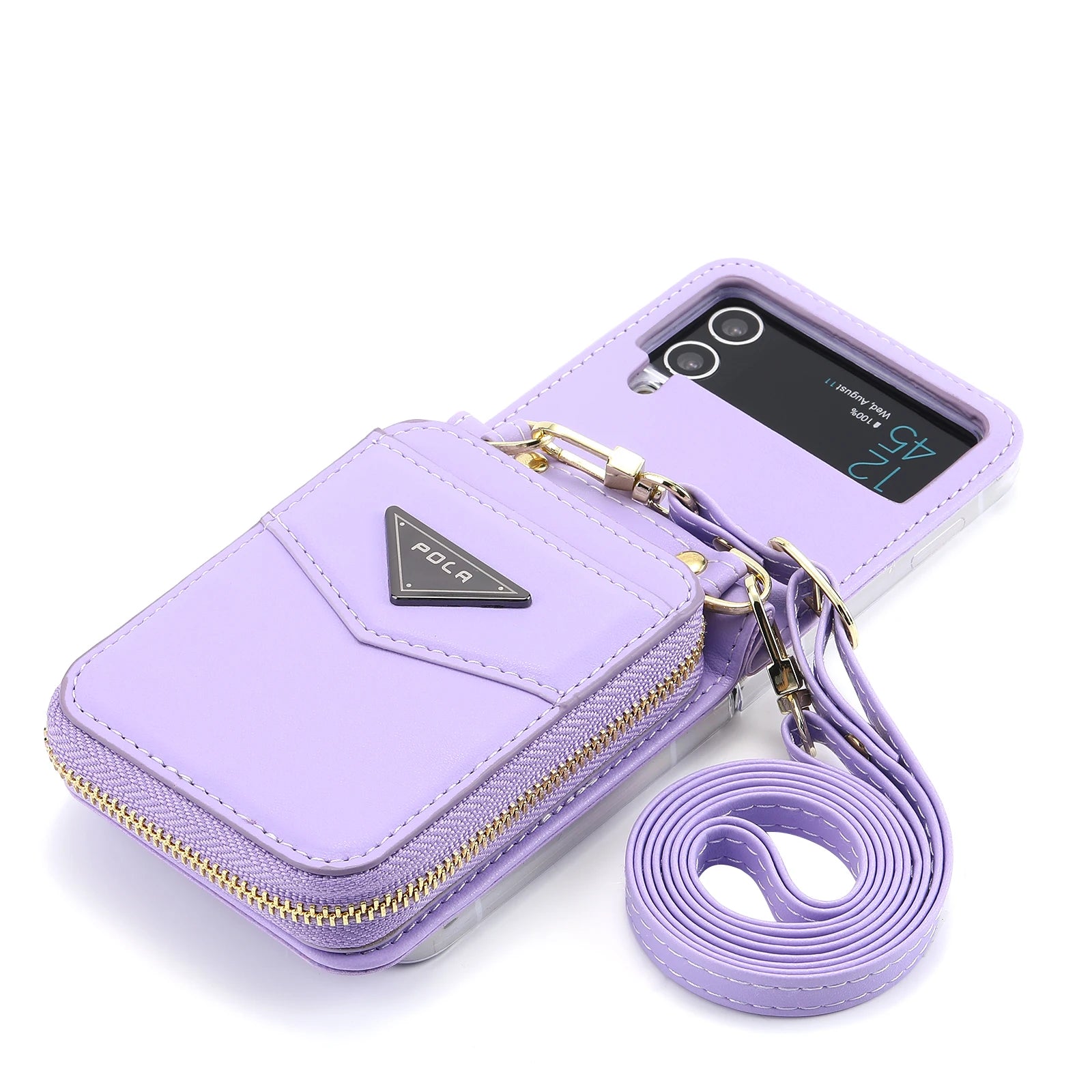 Zipper Purse Wallet Leather Galaxy Z Flip Case - DealJustDeal