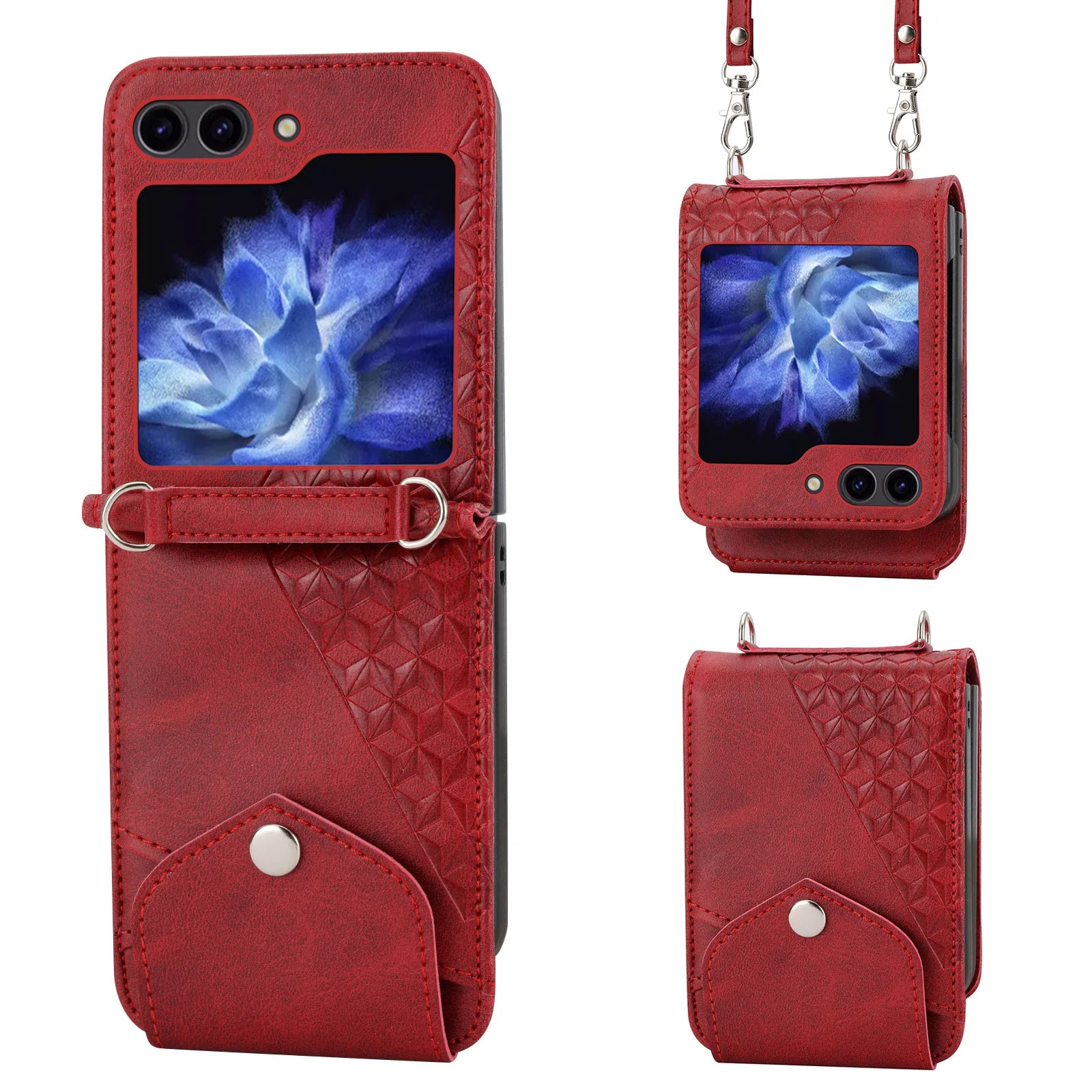 Wallet Cards Holder Hinge Protection Leather Galaxy Z Flip Case - DealJustDeal