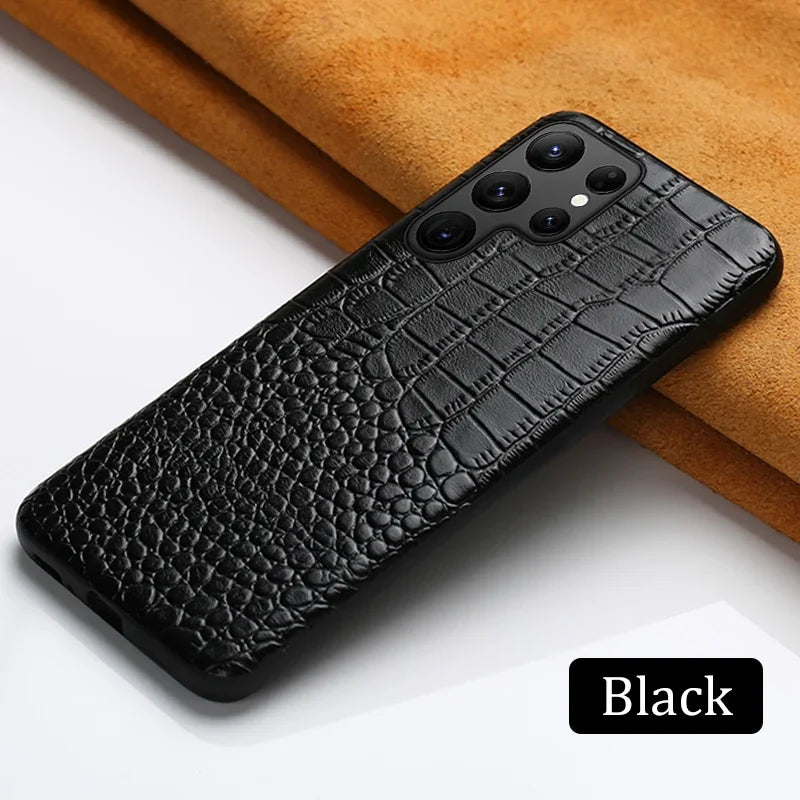 Retro Crocodile Alligator Grain Armor  Genuine Leather Galaxy A and Note Case - DealJustDeal