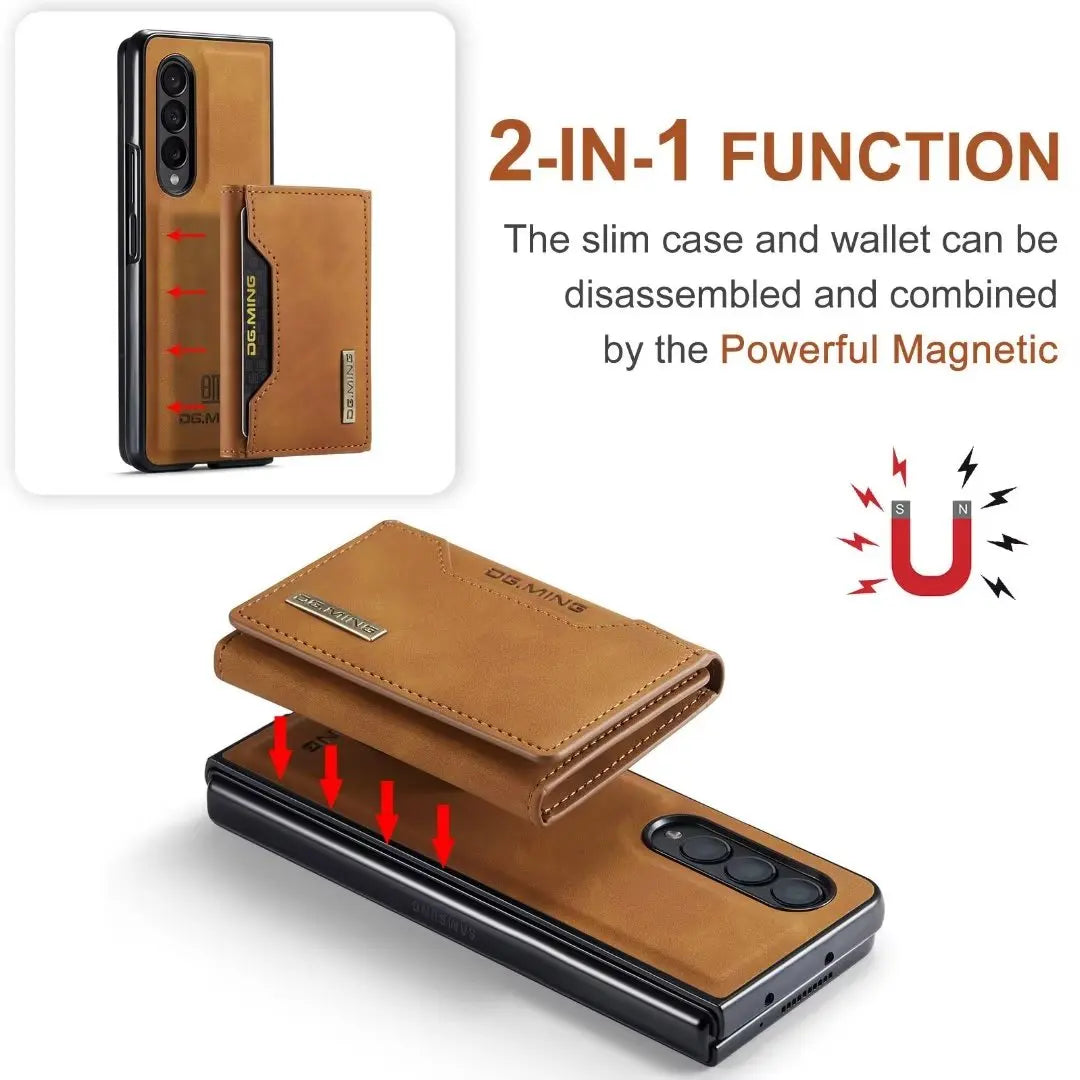 Detachable Card Pocket Flip Leather Magnetic Wallet Galaxy Fold Z Case - DealJustDeal