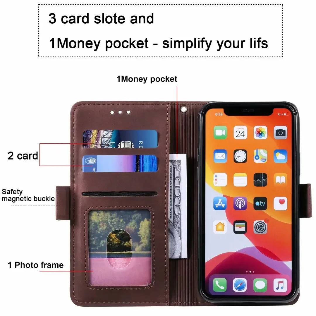 Retro Wallet Flip Leather iPhone Case - DealJustDeal