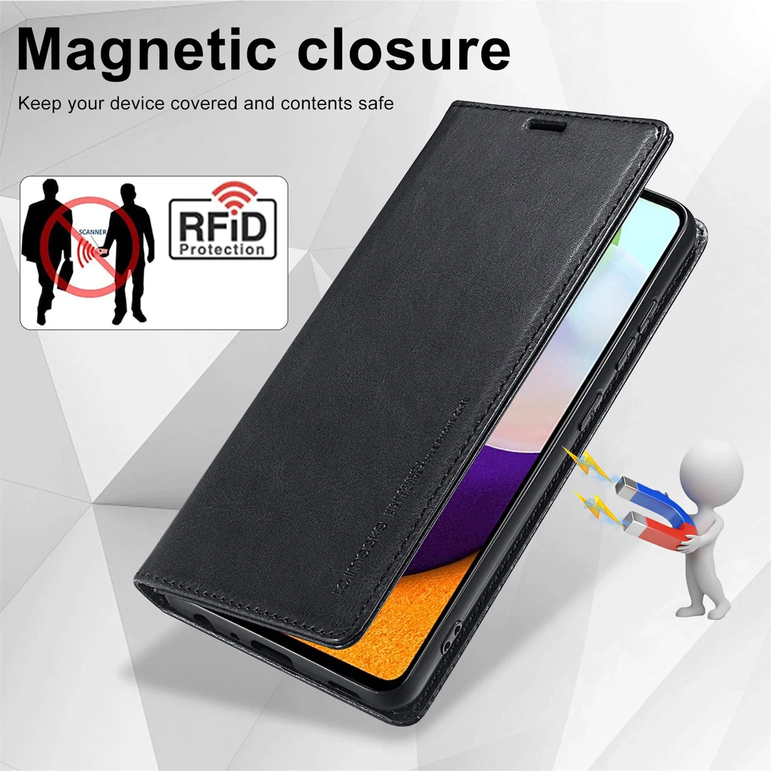 Anti-theft Brush Wallet Magnetic Flip Leather Galaxy A and S Case - DealJustDeal