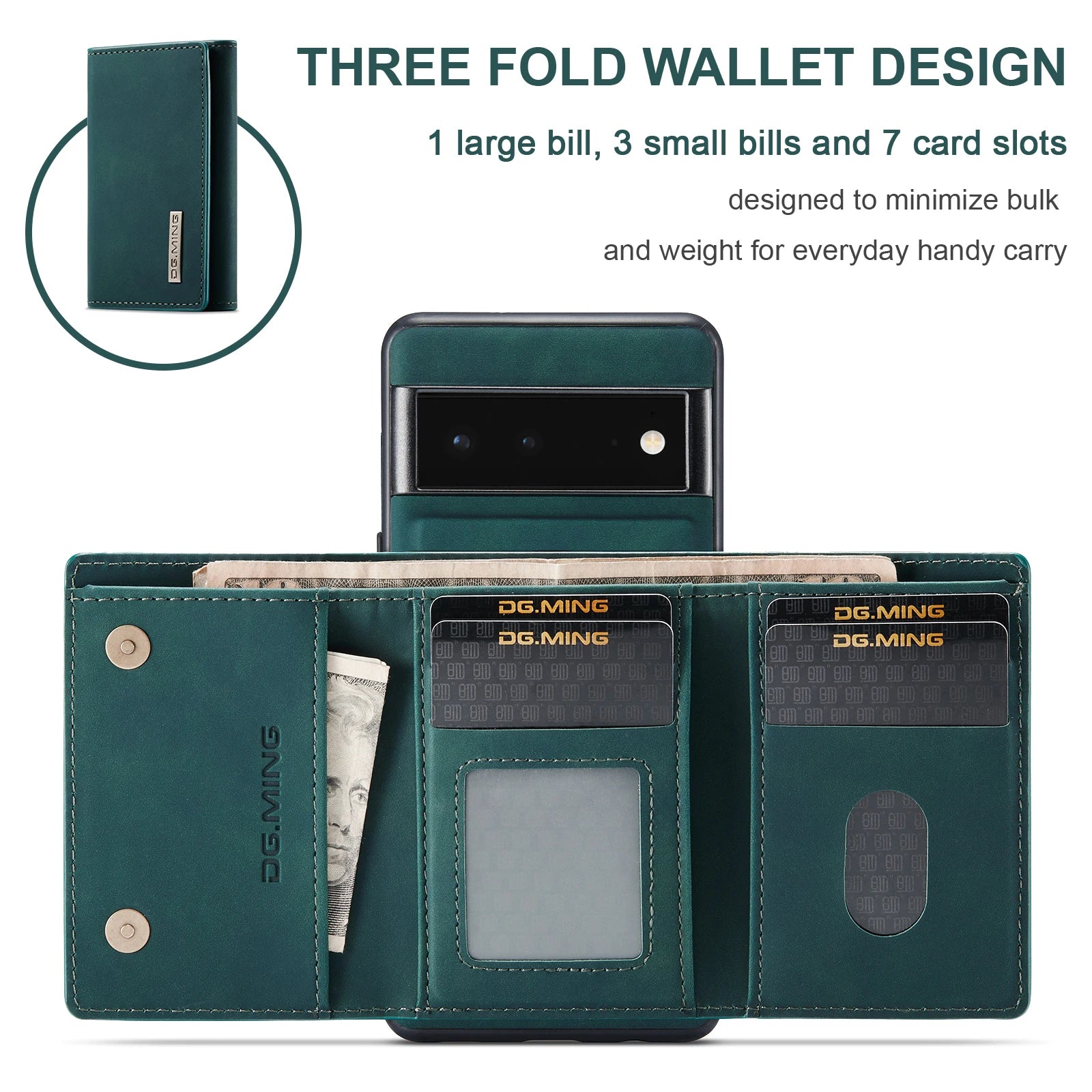 Detachable Magnetic Card Bag Wallet Leather Google Case - DealJustDeal