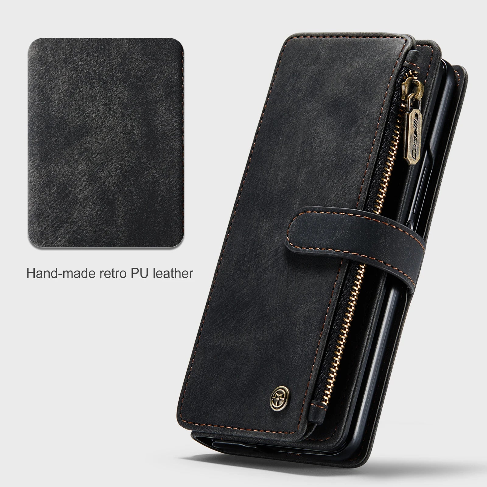 Card Holder Wrist Strap Magnetic Wallet Leather Galaxy Z Fold Case - DealJustDeal