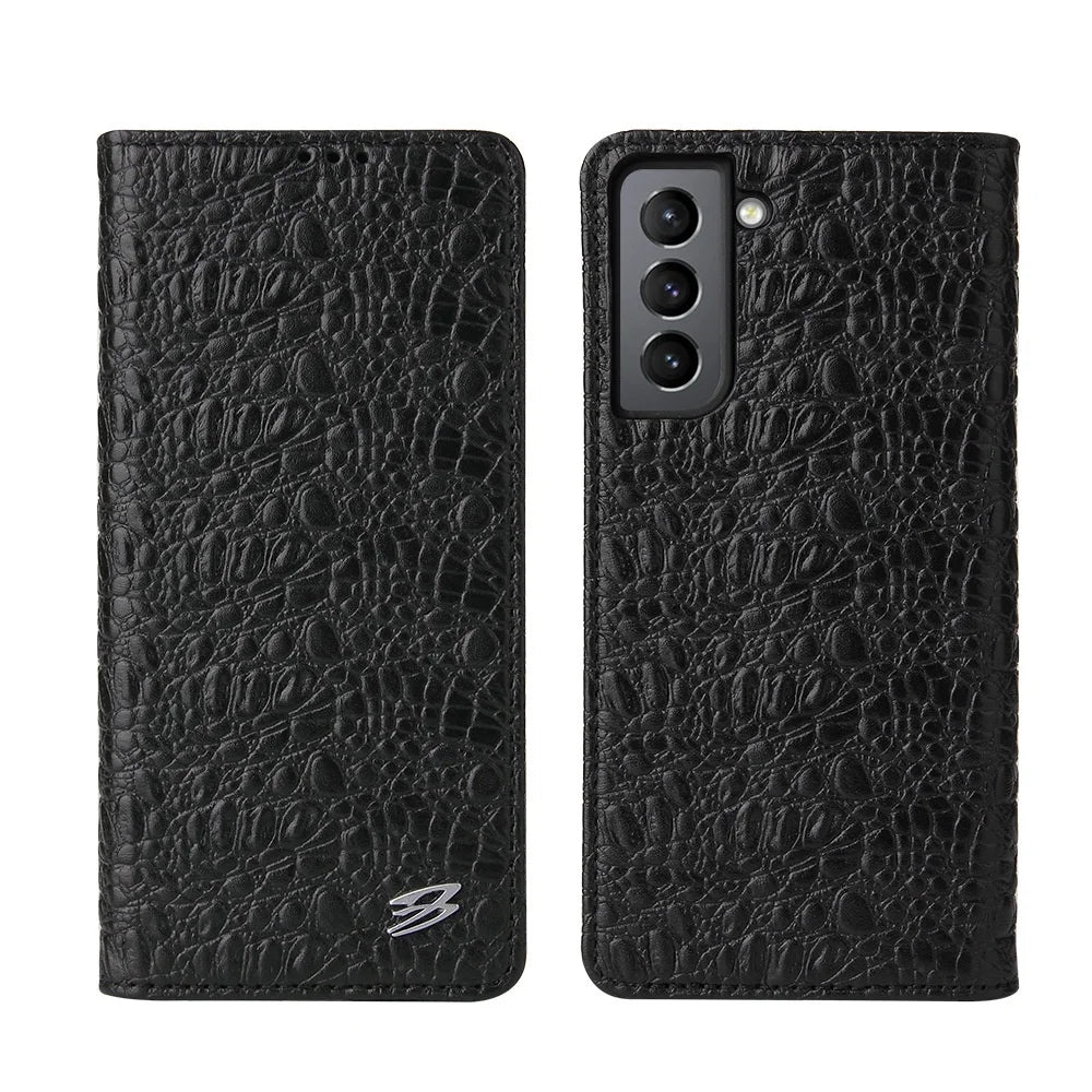 Crocodile Pattern Magnetic Genuine Cowhide Leather Galaxy S Case - DealJustDeal