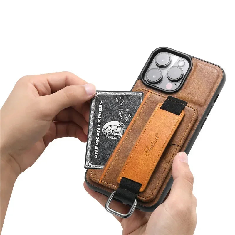 Wallet Cover Cards Holder Pocket Leather iPhone Case - DealJustDeal