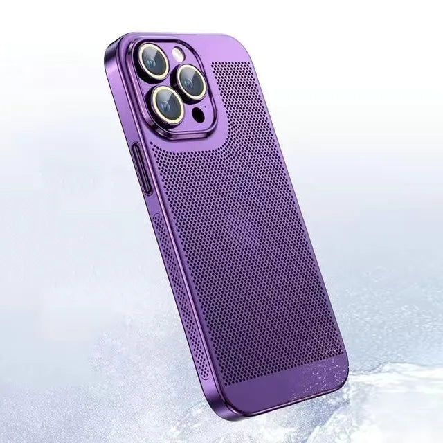 Electroplated Border Honeycomb Mesh Heat Dissipation iPhone Case - DealJustDeal