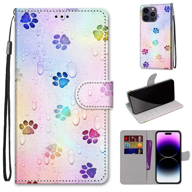 Wallet Stand Book Flower Pattern Flip Leather Galaxy A Case - DealJustDeal